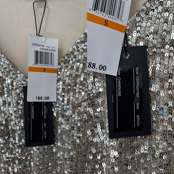 NWT Cable & Gauge Sequin Twist Front Blouse S Champagne - Picture 5 of 13